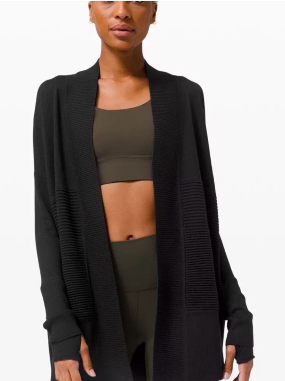 lululemon athletica black lotus wrap cardigan sweater